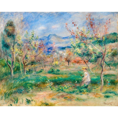 Landscape 1905 Black Modern Wood Framed Art Print by Renoir, Pierre-Auguste