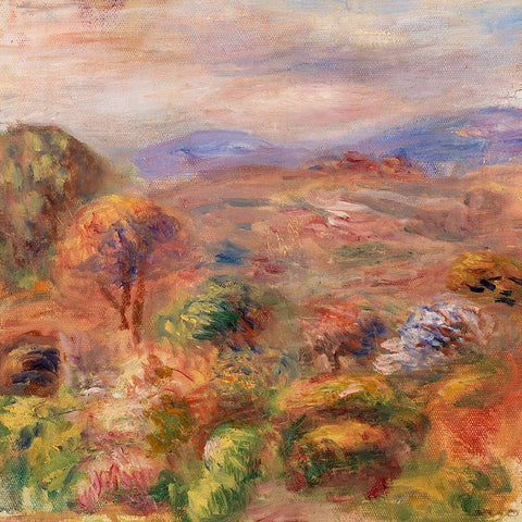 Landscape 1911 Gold Ornate Wood Framed Art Print with Double Matting by Renoir, Pierre-Auguste
