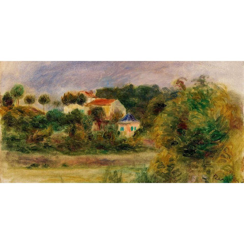 Houses in a Park 1911 Black Modern Wood Framed Art Print by Renoir, Pierre-Auguste