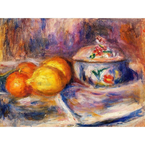 Fruit and Bonbonniere 1917 Black Modern Wood Framed Art Print with Double Matting by Renoir, Pierre-Auguste