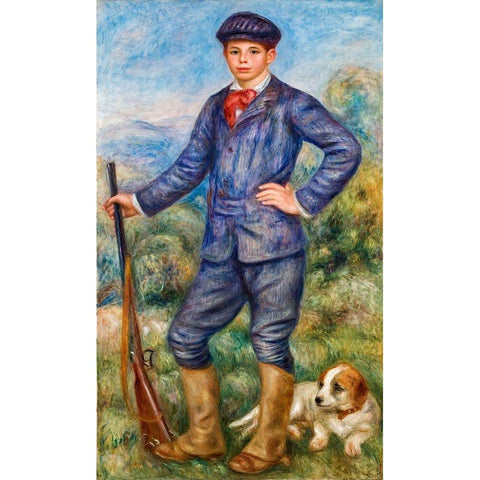 Jean as a Huntsman 1910  Black Modern Wood Framed Art Print with Double Matting by Renoir, Pierre-Auguste