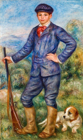 Jean as a Huntsman 1910  White Modern Wood Framed Art Print with Double Matting by Renoir, Pierre-Auguste