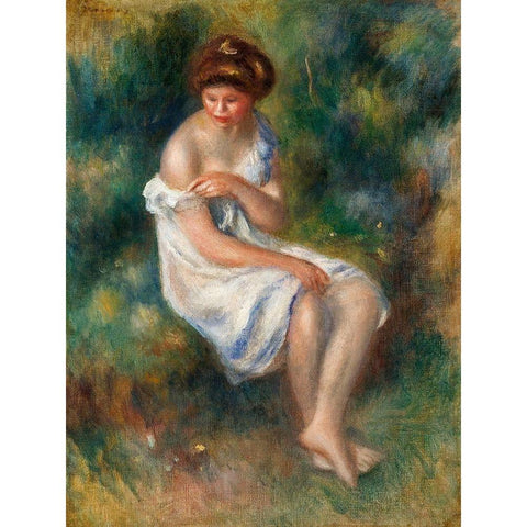 The Bather 1900 White Modern Wood Framed Art Print by Renoir, Pierre-Auguste
