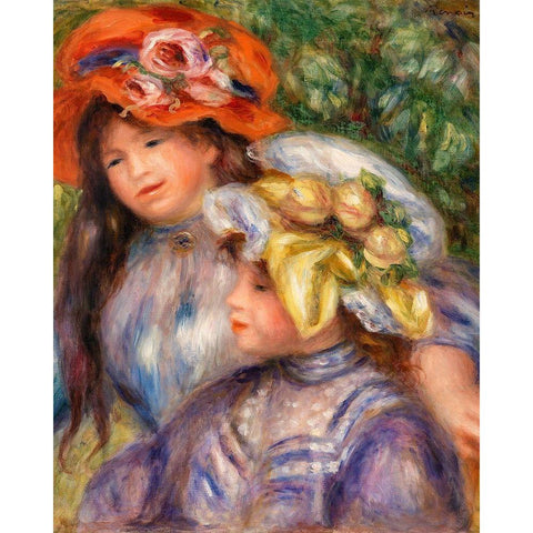 Two Girls 1910 Black Modern Wood Framed Art Print by Renoir, Pierre-Auguste