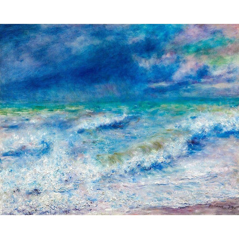 Seascape 1897 White Modern Wood Framed Art Print by Renoir, Pierre-Auguste