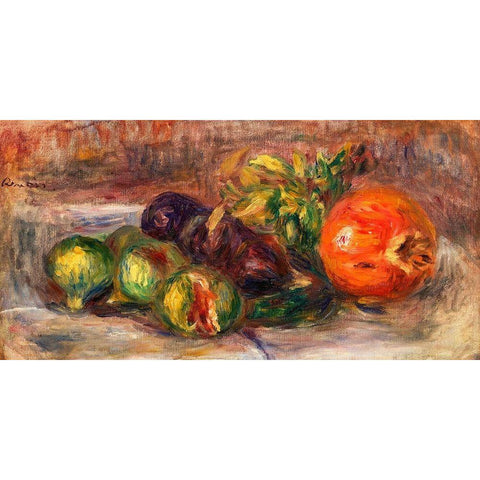 Pomegranate and Figs 1917 Black Modern Wood Framed Art Print with Double Matting by Renoir, Pierre-Auguste