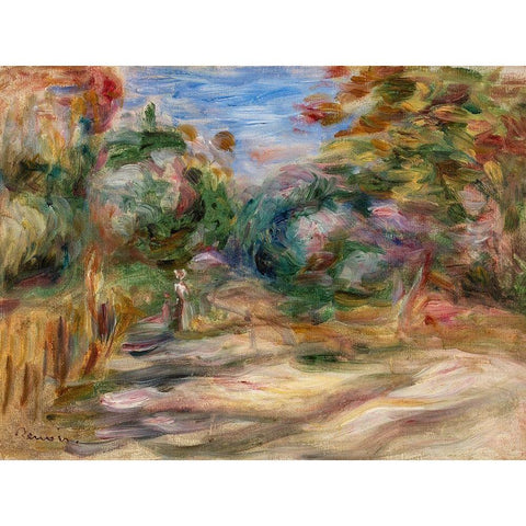 Landscape 1911 Black Modern Wood Framed Art Print with Double Matting by Renoir, Pierre-Auguste