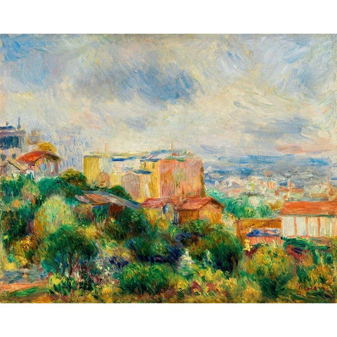View From Montmartre 1892 Gold Ornate Wood Framed Art Print with Double Matting by Renoir, Pierre-Auguste