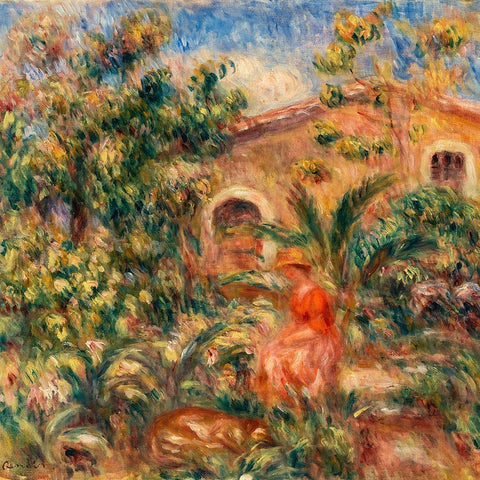 Farmhouse 1917 Black Modern Wood Framed Art Print by Renoir, Pierre-Auguste