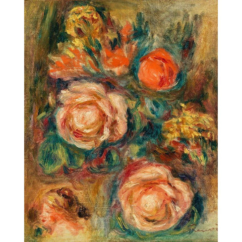 Bouquet of Roses 1900 Black Modern Wood Framed Art Print with Double Matting by Renoir, Pierre-Auguste