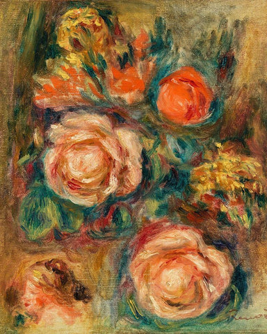Bouquet of Roses 1900 White Modern Wood Framed Art Print with Double Matting by Renoir, Pierre-Auguste