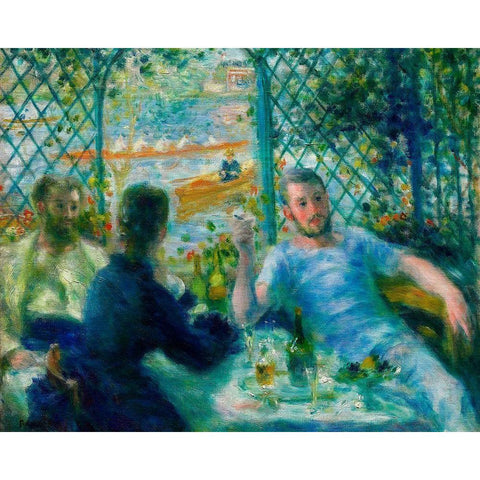 Lunch at the Restaurant Fournaise 1875 Gold Ornate Wood Framed Art Print with Double Matting by Renoir, Pierre-Auguste