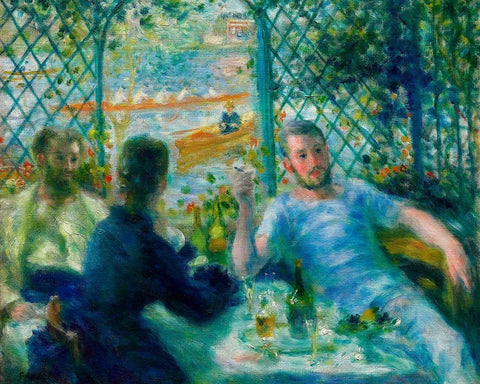 Lunch at the Restaurant Fournaise 1875 White Modern Wood Framed Art Print with Double Matting by Renoir, Pierre-Auguste