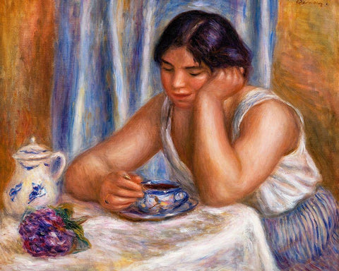 Cup of Chocolate 1912 White Modern Wood Framed Art Print with Double Matting by Renoir, Pierre-Auguste