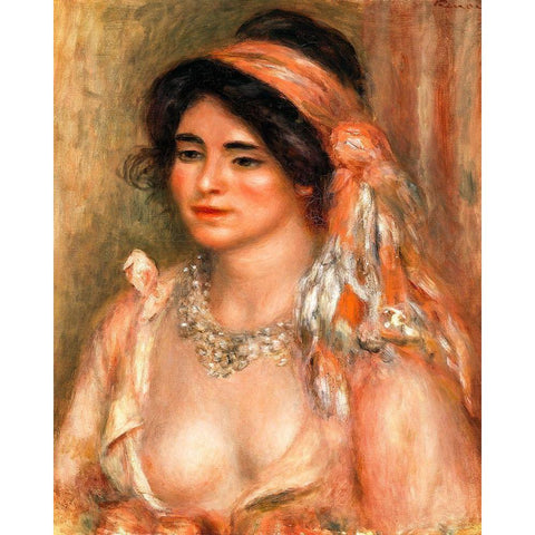 Woman with Black Hair 1911 Black Modern Wood Framed Art Print by Renoir, Pierre-Auguste