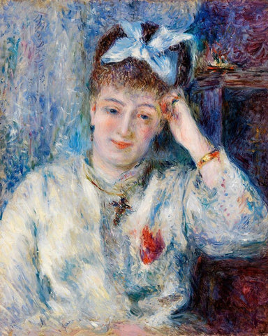 Portrait of Mademoiselle Marie Murer Black Ornate Wood Framed Art Print with Double Matting by Renoir, Pierre-Auguste