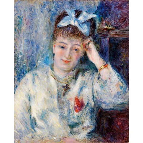 Portrait of Mademoiselle Marie Murer Black Modern Wood Framed Art Print with Double Matting by Renoir, Pierre-Auguste