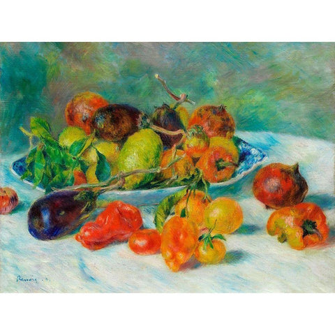Fruits of the Midi 1881 Gold Ornate Wood Framed Art Print with Double Matting by Renoir, Pierre-Auguste