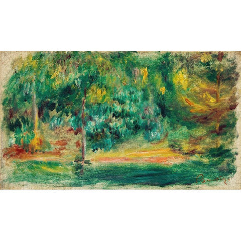 Landscape 1900 Black Modern Wood Framed Art Print with Double Matting by Renoir, Pierre-Auguste