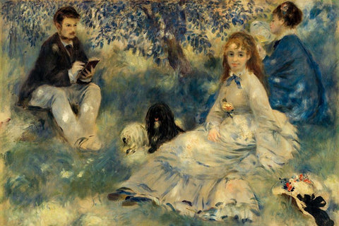 Henriot Family 1875 Black Ornate Wood Framed Art Print with Double Matting by Renoir, Pierre-Auguste