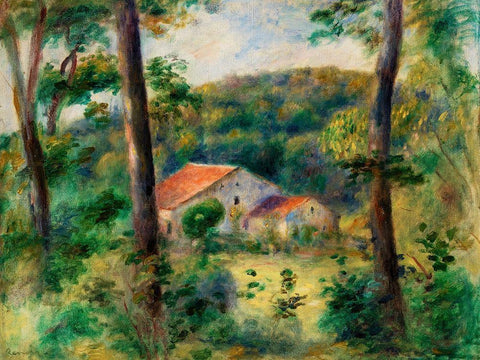 Environs of Briey 1899 White Modern Wood Framed Art Print with Double Matting by Renoir, Pierre-Auguste