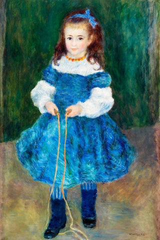 Girl with a Jump Rope 1876 White Modern Wood Framed Art Print with Double Matting by Renoir, Pierre-Auguste