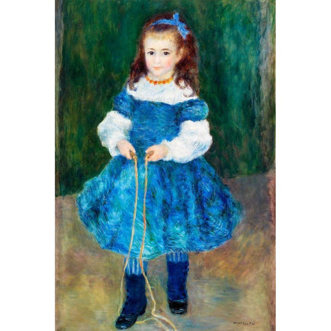 Girl with a Jump Rope 1876 Gold Ornate Wood Framed Art Print with Double Matting by Renoir, Pierre-Auguste