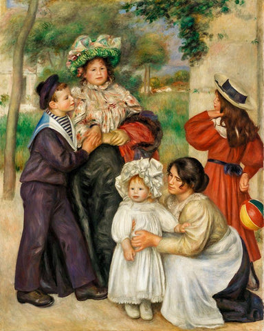 The Artists Family 1896 White Modern Wood Framed Art Print with Double Matting by Renoir, Pierre-Auguste