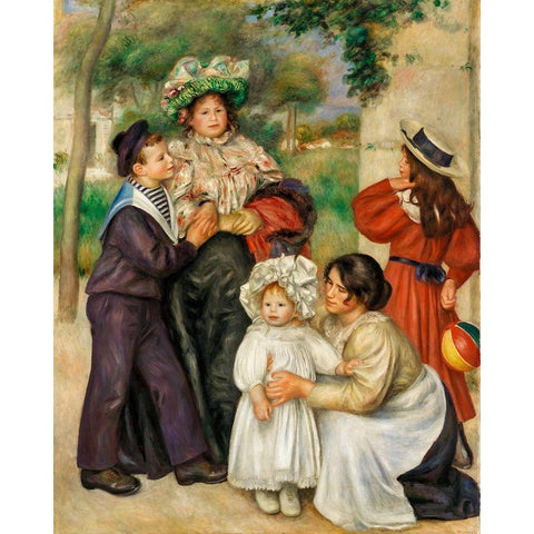 The Artists Family 1896 Black Modern Wood Framed Art Print with Double Matting by Renoir, Pierre-Auguste