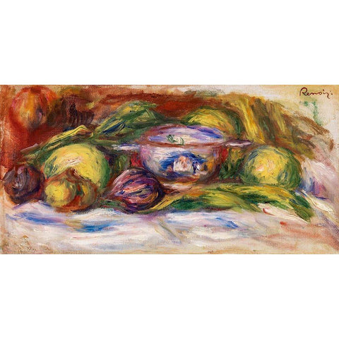 Bowl, Figs, and Apples 1916 Black Modern Wood Framed Art Print with Double Matting by Renoir, Pierre-Auguste