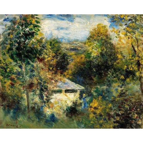 Louveciennes Black Modern Wood Framed Art Print by Renoir, Pierre-Auguste