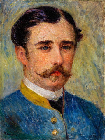 Portrait of a Man 1879 White Modern Wood Framed Art Print with Double Matting by Renoir, Pierre-Auguste