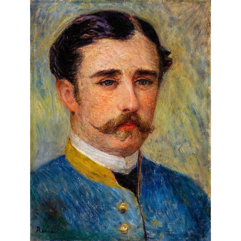 Portrait of a Man 1879 Black Modern Wood Framed Art Print with Double Matting by Renoir, Pierre-Auguste