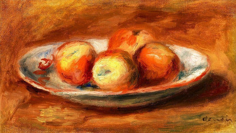 Apples 1914 White Modern Wood Framed Art Print with Double Matting by Renoir, Pierre-Auguste