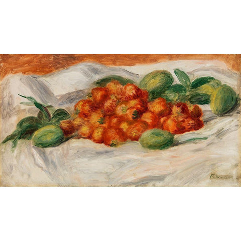 Strawberries and Almonds 1897 Black Modern Wood Framed Art Print with Double Matting by Renoir, Pierre-Auguste