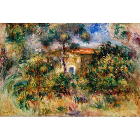 Farmhouse 1917 White Modern Wood Framed Art Print by Renoir, Pierre-Auguste