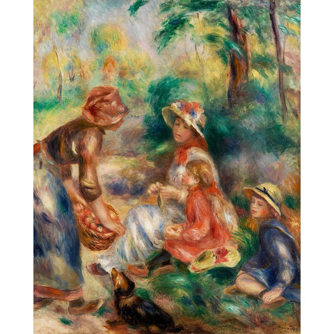 Apple Vendor 1890 White Modern Wood Framed Art Print by Renoir, Pierre-Auguste