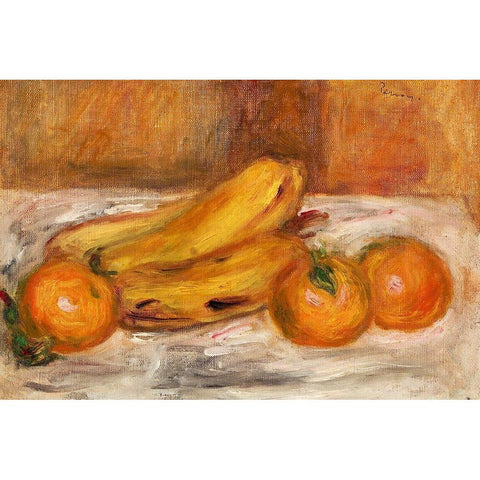 Oranges and Bananas 1913 Gold Ornate Wood Framed Art Print with Double Matting by Renoir, Pierre-Auguste