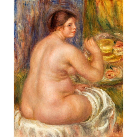 Nude from the Back 1917 White Modern Wood Framed Art Print by Renoir, Pierre-Auguste