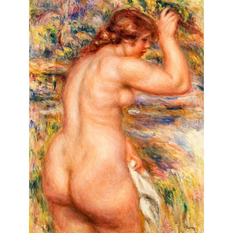 Nude in a Landscape 1917 Black Modern Wood Framed Art Print with Double Matting by Renoir, Pierre-Auguste