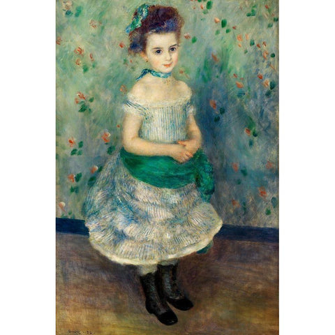 Portrait of Jeanne Durand-Ruel 1876 Gold Ornate Wood Framed Art Print with Double Matting by Renoir, Pierre-Auguste