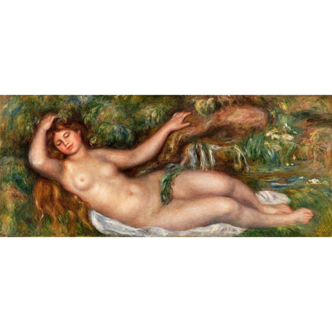 Reclining Nude 1910 White Modern Wood Framed Art Print by Renoir, Pierre-Auguste