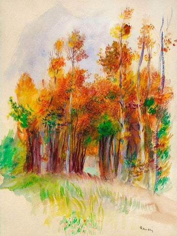 Grove of Trees 1900 White Modern Wood Framed Art Print with Double Matting by Renoir, Pierre-Auguste