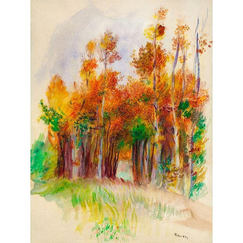 Grove of Trees 1900 Black Modern Wood Framed Art Print with Double Matting by Renoir, Pierre-Auguste