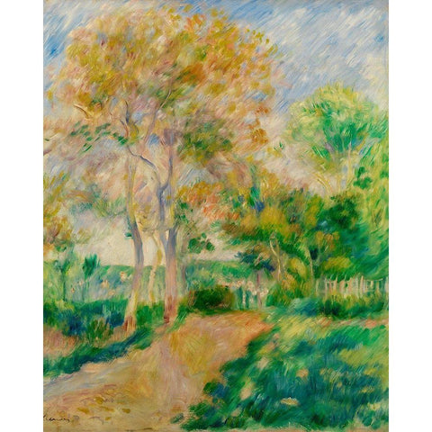 Autumn Landscape 1884 White Modern Wood Framed Art Print by Renoir, Pierre-Auguste