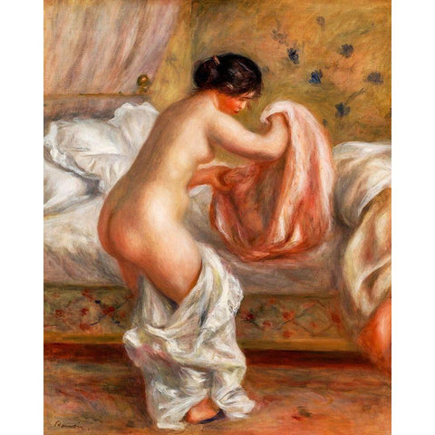 Rising 1909 Gold Ornate Wood Framed Art Print with Double Matting by Renoir, Pierre-Auguste