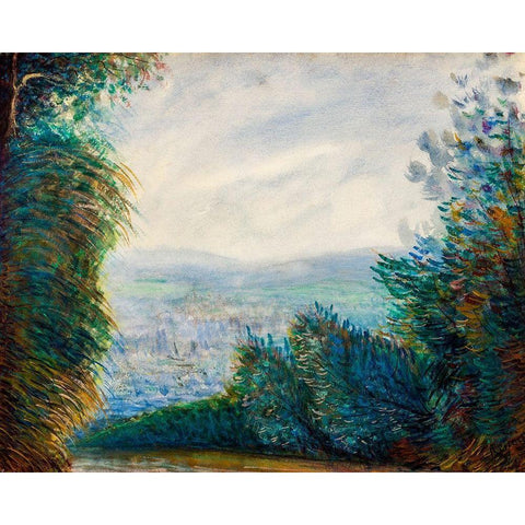 The Auvers Valley on the Oise River 1884 Gold Ornate Wood Framed Art Print with Double Matting by Renoir, Pierre-Auguste