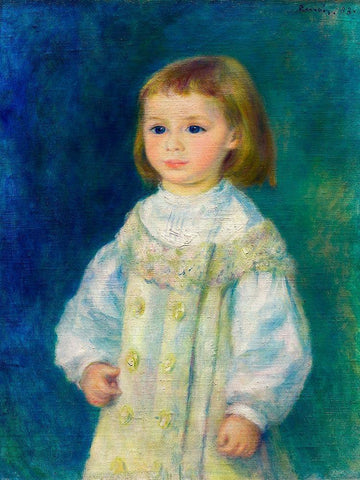 Lucie Berard Child in White 1883 White Modern Wood Framed Art Print with Double Matting by Renoir, Pierre-Auguste