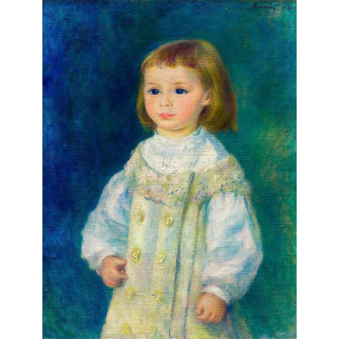 Lucie Berard Child in White 1883 Black Modern Wood Framed Art Print by Renoir, Pierre-Auguste
