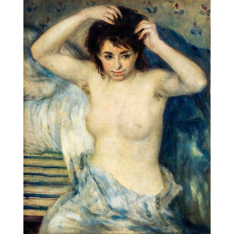 Before the Bath 1875 Gold Ornate Wood Framed Art Print with Double Matting by Renoir, Pierre-Auguste